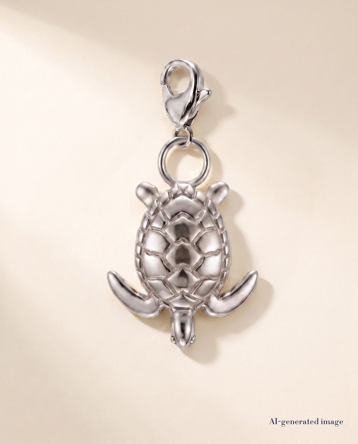 Collectable Hawksbill seaturtle charm 316L stainless steel - beige backdrop
