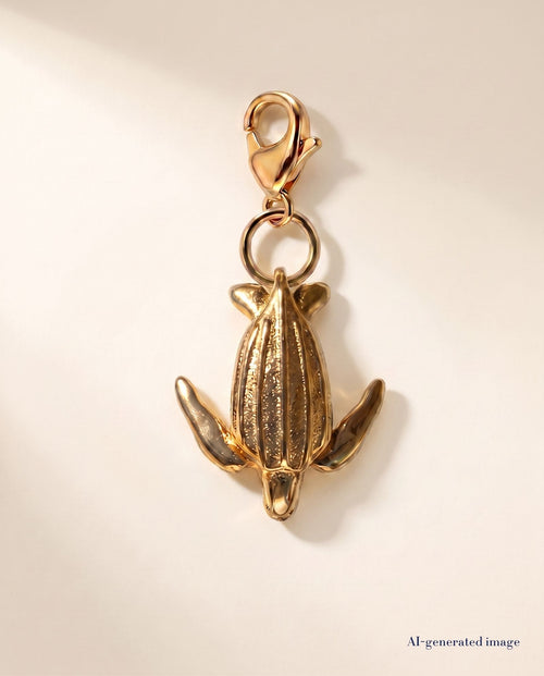 Collectable Leatherback turtle charm 18k PVD gold - beige backdrop