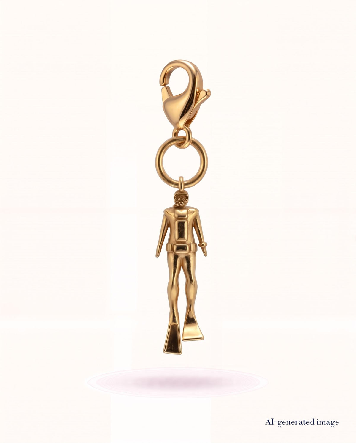 Sammelbarer Anhänger Taucher - Frontansicht - 18k PVD gold - Produktbild